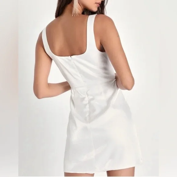 Lulu's White Square Neck Sleeveless Mini Dress - Picture 2 of 13